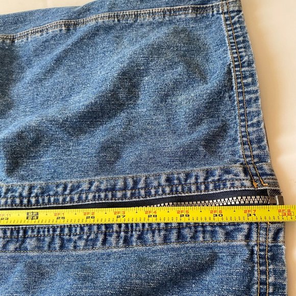SQZ 90's Vtg Denim blue dress full zip front sleeveless retro women L‎ - Picture 7 of 7
